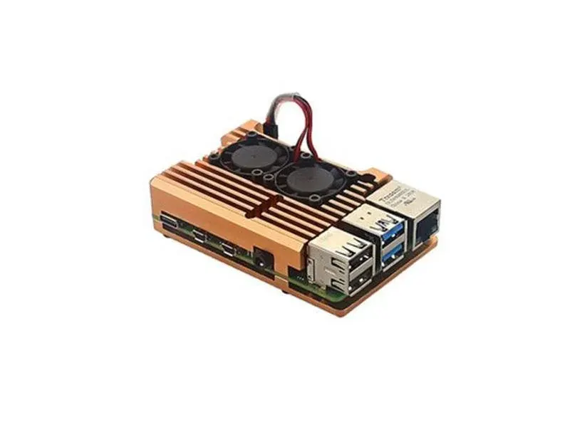 Raspberry Pi Metal Aluminum Case with Double Fans for Raspberry Pi 4B (Gold) - image 1